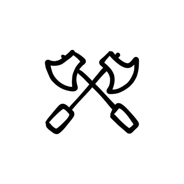 Kruisbijl Icoon Vector Logotype Doodle — Stockvector