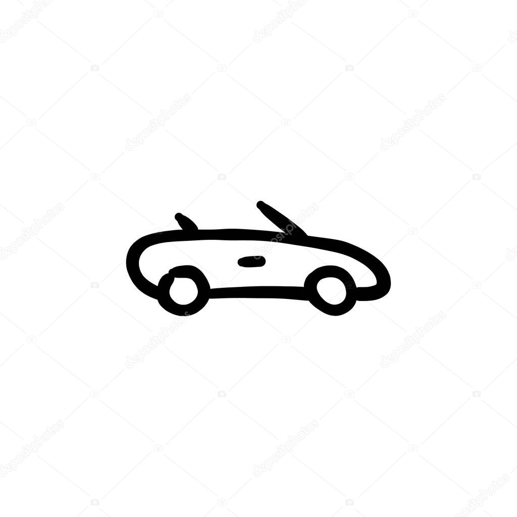 Cabriolet icon in vector. Logotype - Doodle