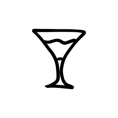 Şarap kadehi simgesi vektörde. Logotype - Doodle