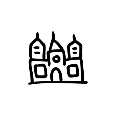 Saray ikonu vektör olarak. Logotype - Doodle