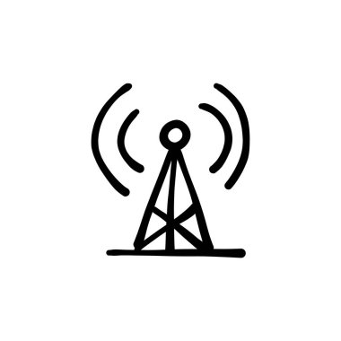 Vektör içinde çok yönlü anten simgesi. Logotype - Doodle