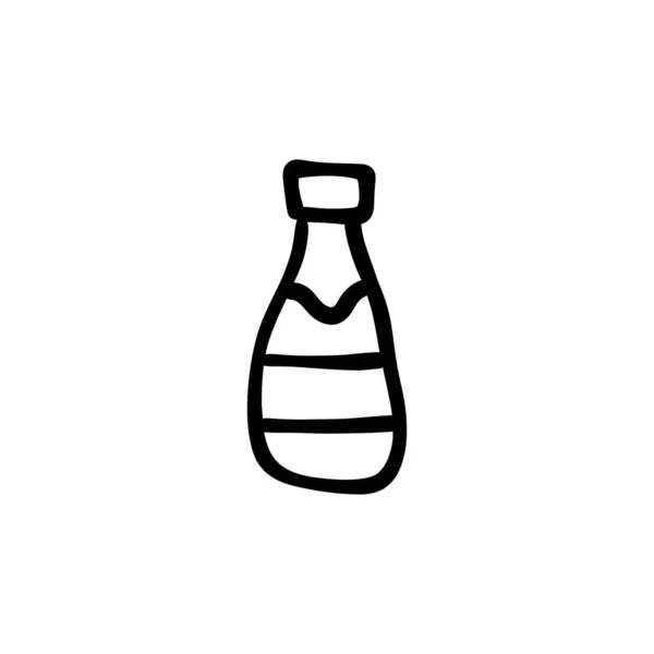 Şarap Şişesi Ikonu Vektörde Logotype Doodle — Stok Vektör