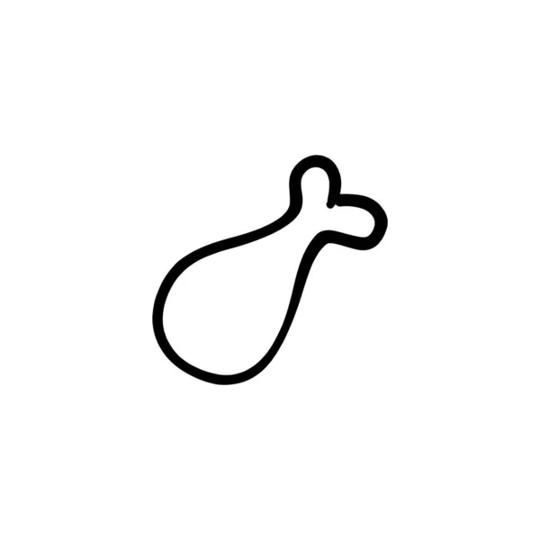 Stekt Kyckling Ikon Vektor Logotyp Doodle — Stock vektor