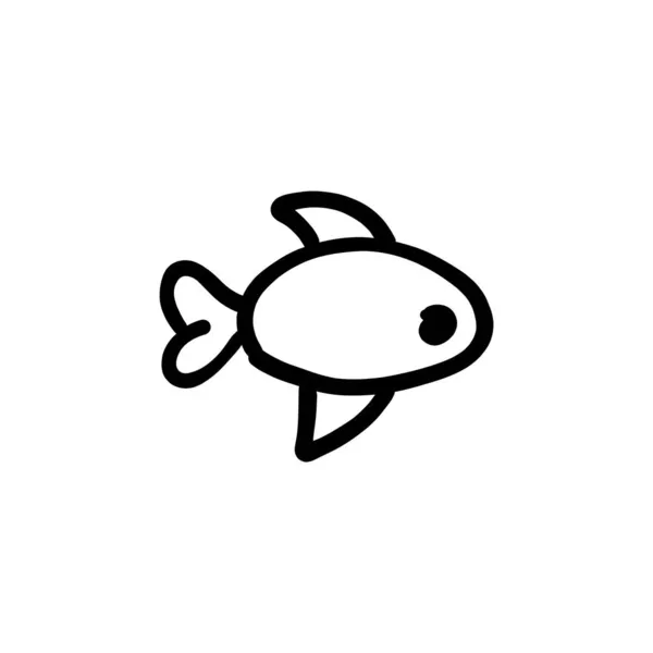 Fish Icon Vector Logotype Doodle — Stock Vector