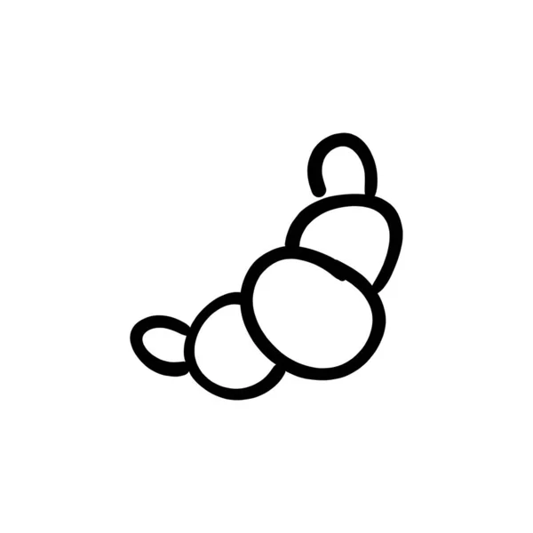 Croissant Ikon Vektor Logotyp Doodle — Stock vektor