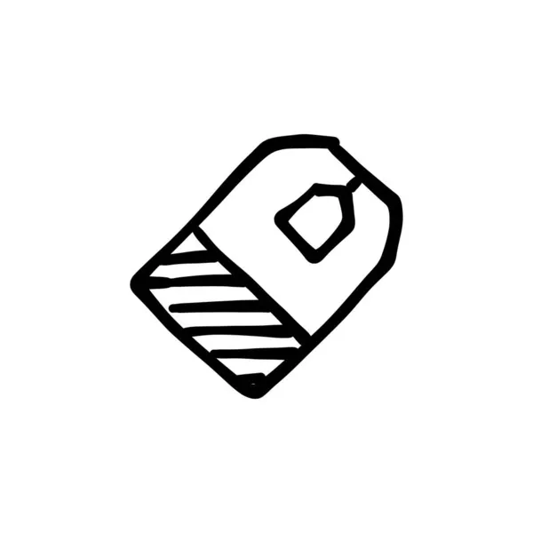 Πράσινη Τσάντα Τσαγιού Εικονίδιο Στο Διάνυσμα Λογότυπο Doodle — Διανυσματικό Αρχείο