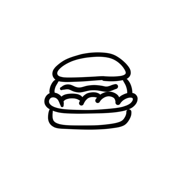 Icona Hamburger Vettore Logotipo Doodle — Vettoriale Stock