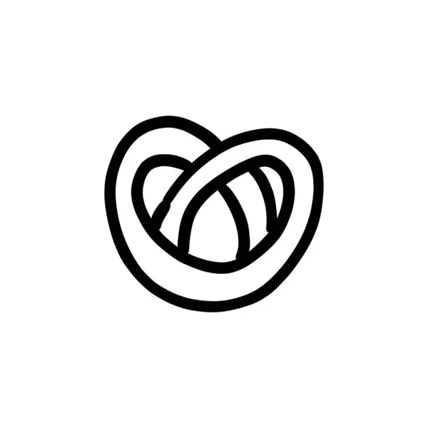 Pretzel Ikonen Vektor Logotyp Doodle — Stock vektor