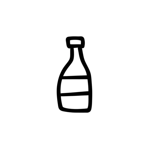 Wijn Fles Icoon Vector Logotype Doodle — Stockvector