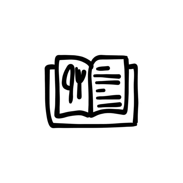 Recepty Ikony Knihy Vektoru Logotyp Doodle — Stockový vektor