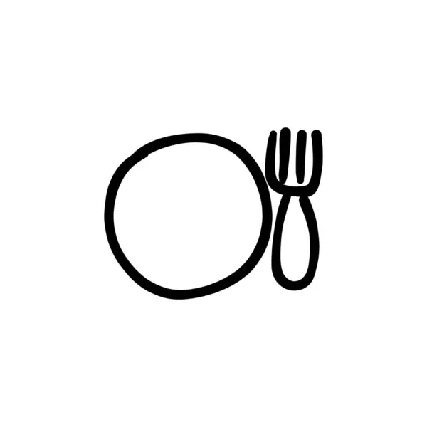 Plates Knife Icon Vector Logotype Doodle — Stock Vector