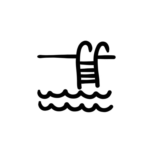 벡터로 수영하는 수영장 아이콘 Logotype Doodle — 스톡 벡터
