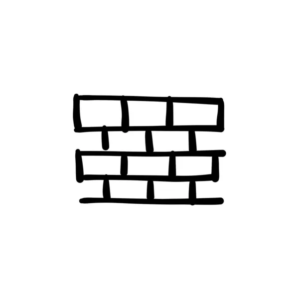 Brick Wall Icoon Vector Logotype Doodle — Stockvector