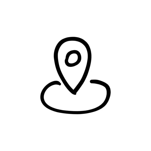 Icona Del Pin Posizione Nel Vettore Logotipo Doodle — Vettoriale Stock