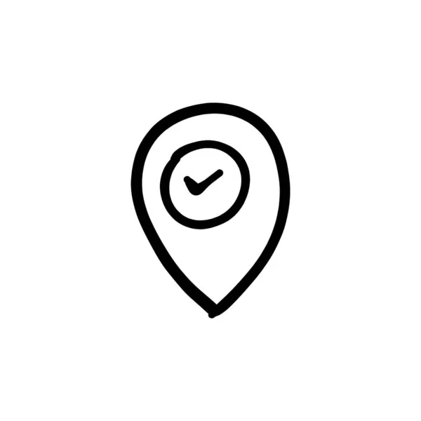 Icona Esatta Della Posizione Nel Vettore Logotipo Doodle — Vettoriale Stock