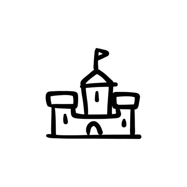 Icona Del Castello Nel Vettore Logotipo Doodle — Vettoriale Stock