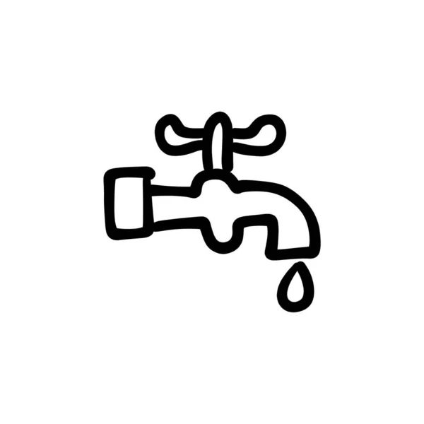 Wasserhahn Symbol Vektor Logotype Doodle — Stockvektor