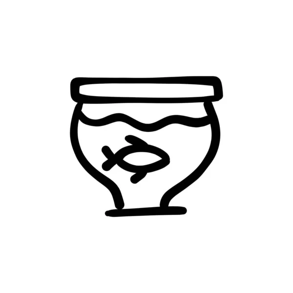 Fischbecken Symbol Vektor Logotype Doodle — Stockvektor