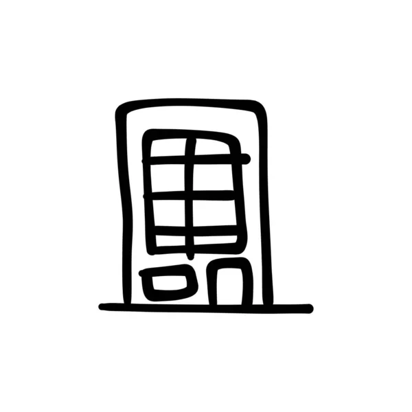 Gebouw Icoon Vector Logotype Doodle — Stockvector