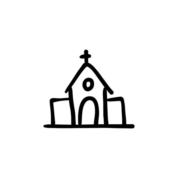 Ícone Igreja Vetor Logotipo Doodle — Vetor de Stock