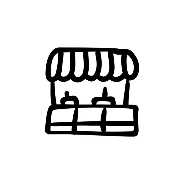 Voedselkraam Icoon Vector Logotype Doodle — Stockvector