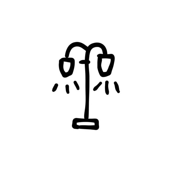 Ikona Podlahové Lampy Vektoru Logotyp Doodle — Stockový vektor