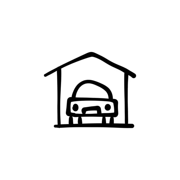 Vila Hus Ikonen Vektor Logotyp Doodle — Stock vektor