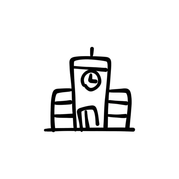 Εικονίδιο Πύργου Ρολογιού Διάνυσμα Λογότυπο Doodle — Διανυσματικό Αρχείο
