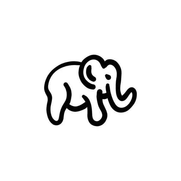Olifant Icoon Vector Logotype Doodle — Stockvector