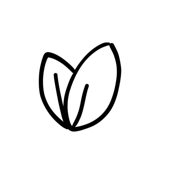 Yaprak Simgesi Vektörde Logotype Doodle — Stok Vektör