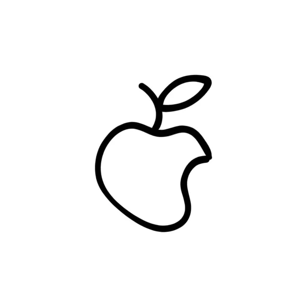 Bitten Apple Symbol Vektor Logotype Doodle — Stockvektor