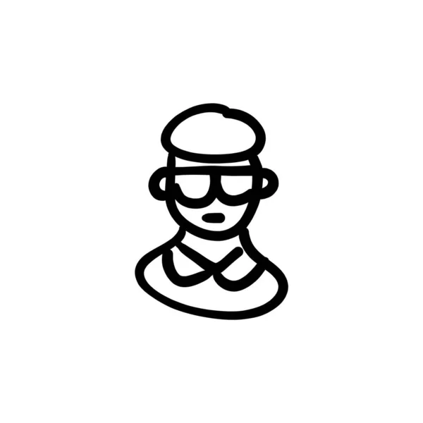 Αξιωματικός Εικονίδιο Στο Διάνυσμα Λογότυπο Doodle — Διανυσματικό Αρχείο