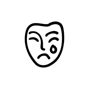 Yüz maskesi simgesi vektörde. Logotype - Doodle
