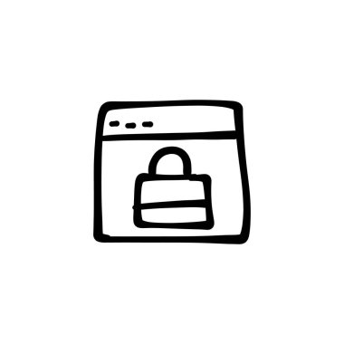 Kilitli paket simgesi vektörde. Logotype - Doodle