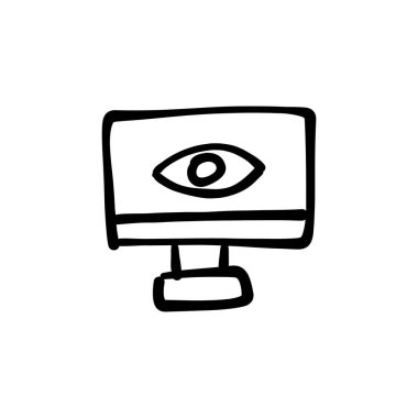 Vektör olarak bilgisayar görme simgesi. Logotype - Doodle