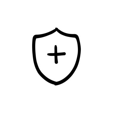 Vektör olarak sağlık koruma ikonu. Logotype - Doodle