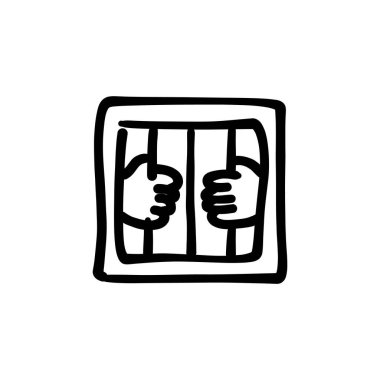 Hapishane hücre ikonu vektörde. Logotype - Doodle