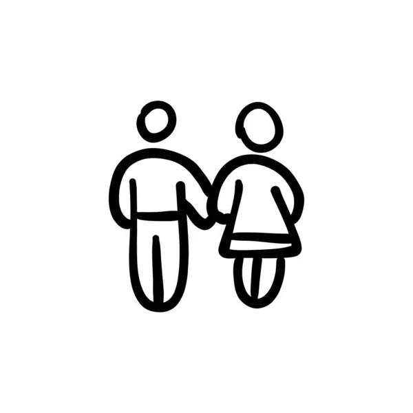 Ícone Casal Negócios Vetor Logotipo Doodle —  Vetores de Stock