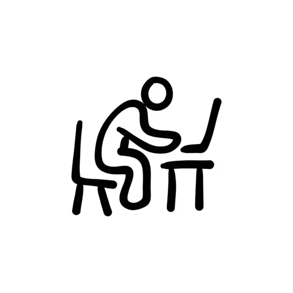 Ícone Trabalho Online Vetor Logotipo Doodle — Vetor de Stock