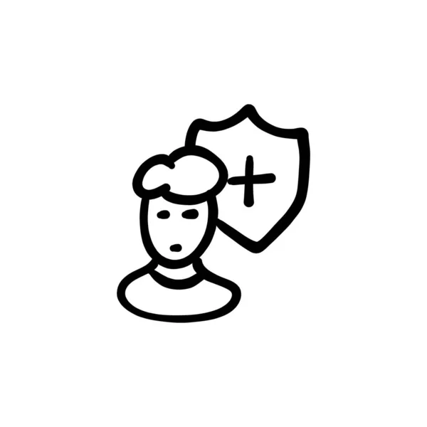 Ícone Proteção Homem Vetor Logotipo Doodle —  Vetores de Stock
