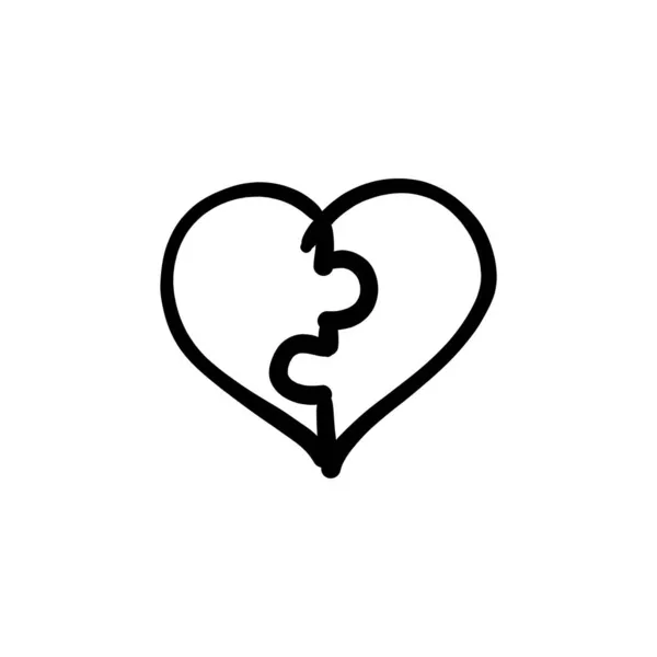 Heart Broken Icon Vector Logotype Doodle — Stock Vector