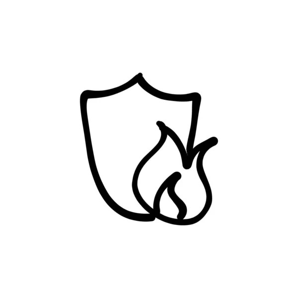 Εικόνα Ασπίδας Φλόγας Διάνυσμα Λογότυπο Doodle — Διανυσματικό Αρχείο