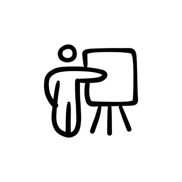 Значок Презентации Доски Векторе Логотип Doodle — стоковый вектор