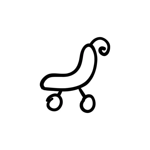 Icono Carrito Bebé Vector Logotipo Doodle — Vector de stock