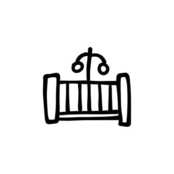 벡터에는 Cot Bed Icon 있습니다 Logotype Doodle — 스톡 벡터