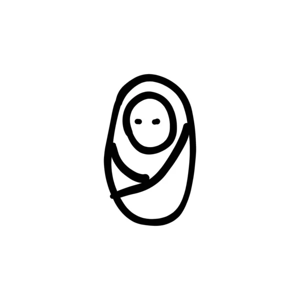 Swaddle Baby Ikon Vektor Logotyp Doodle — Stock vektor