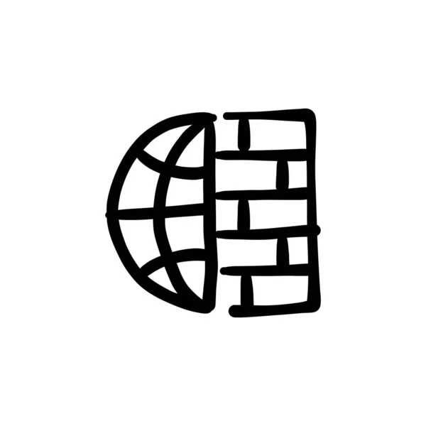 Ícone Parede Tijolo Vetor Logotipo Doodle — Vetor de Stock