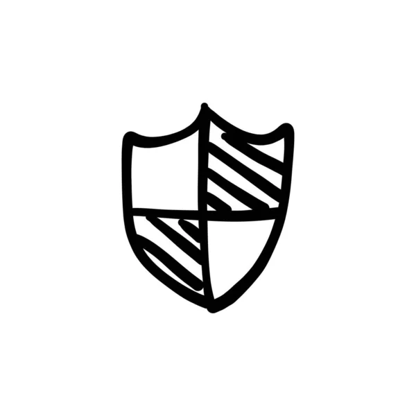 Icono Escudo Seguridad Vector Logotipo Doodle — Vector de stock