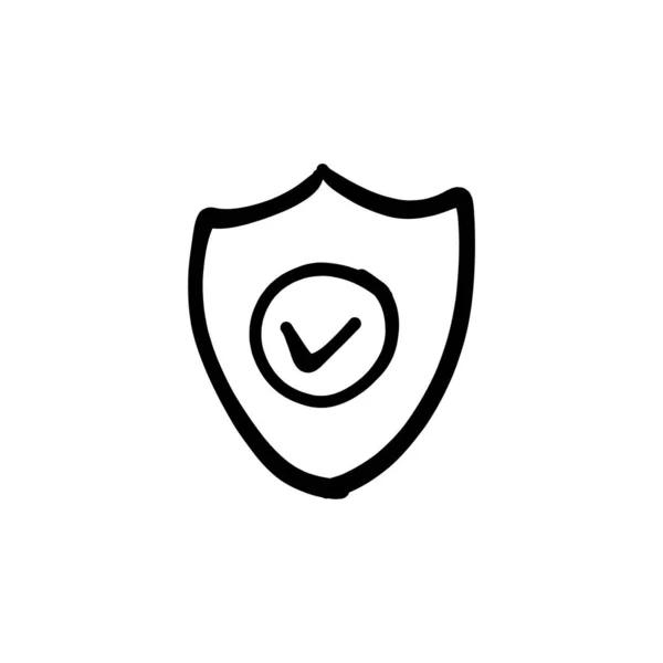 Protection Shield Icon Vector Logotype Doodle — Stock Vector