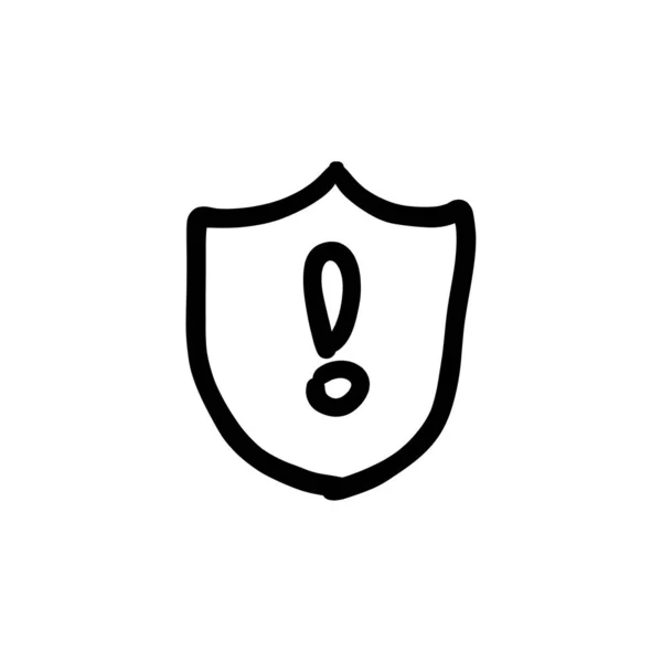 Warning Shield Icon Vector Logotype Doodle — Stock Vector